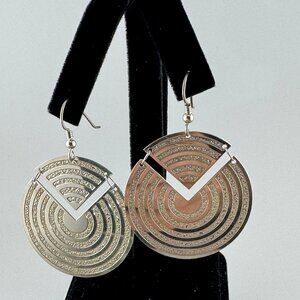 Shimmering Sterling Silver Pop Modern 2 Piece Earrings (Pi)  French Wires